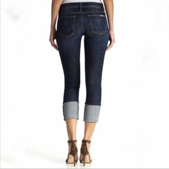 Hudson Dark Wash Muse Crop Skinny Denim Jeans w/ 5 Inch Cuff Womens Size 28 - Picture 2 of 12